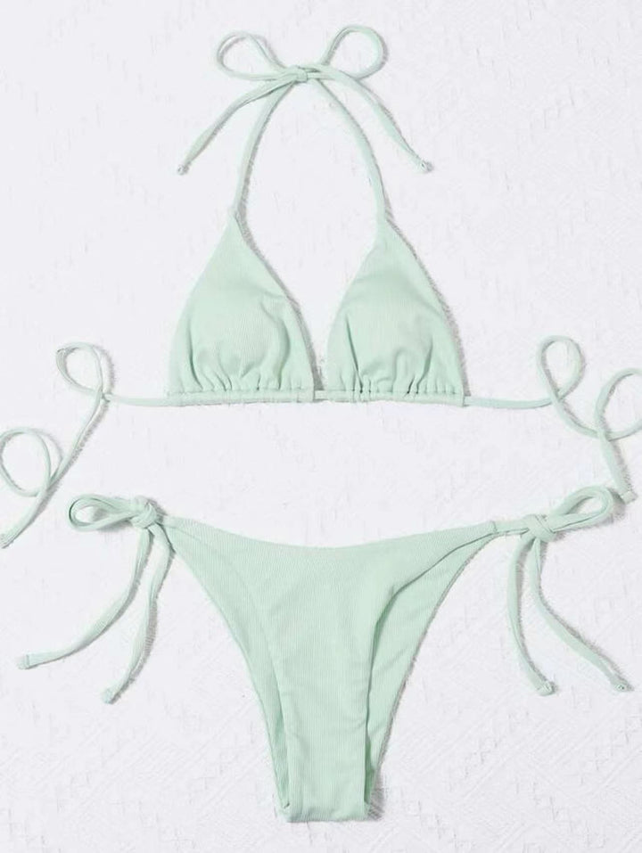 Damen Triangel-Bikini mit verstellbaren Trägern und Ripp-Design Drune
