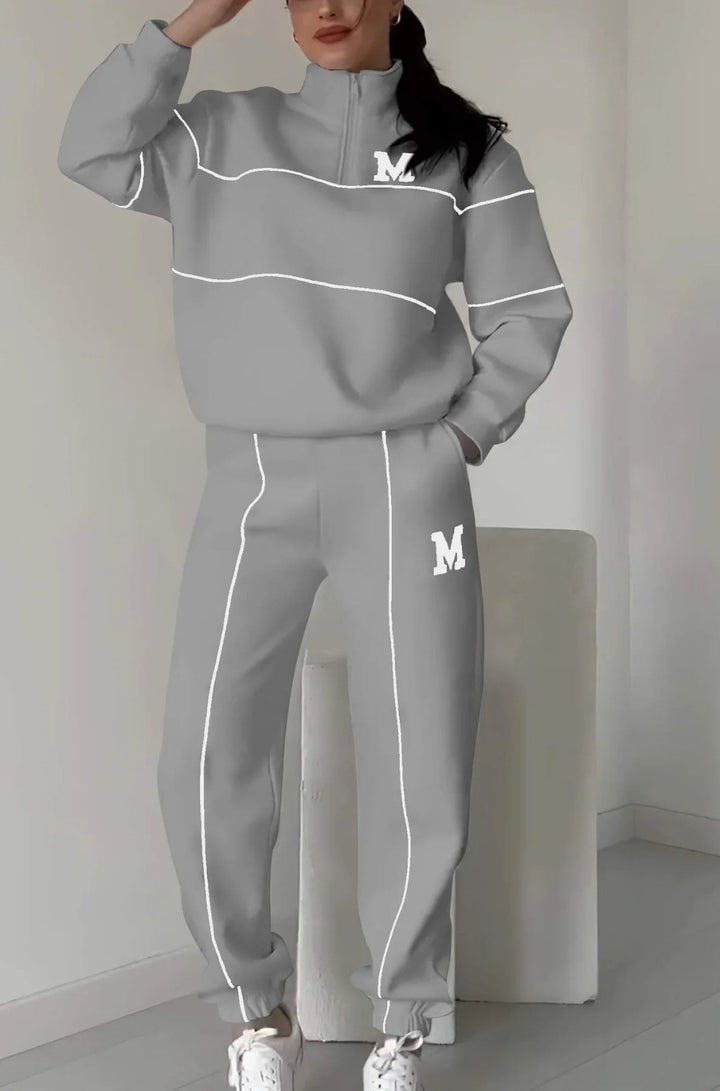Damen sportliches Fleece-Anzugset mit Stehkragen und praktischen Taschen Drune