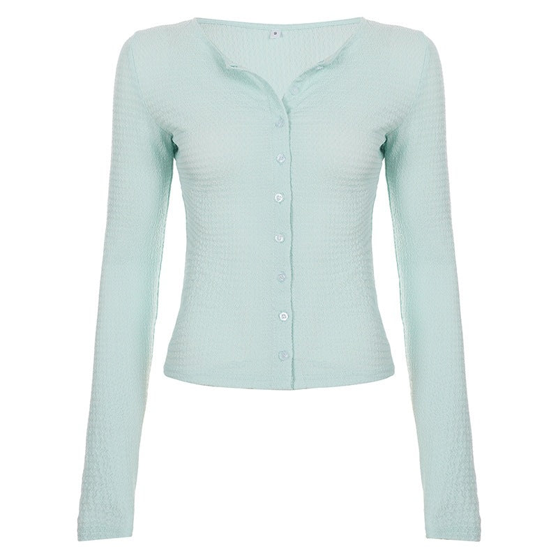 Damen Strukturierter Longsleeve-Cardigan mit taillierter Passform und V‑Ausschnitt Drune