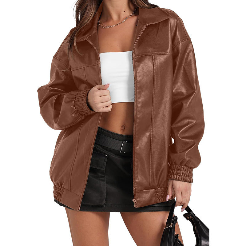 Damen Lässige Oversized-Jacke mit elastischen Bündchen und praktischen Taschen Drune