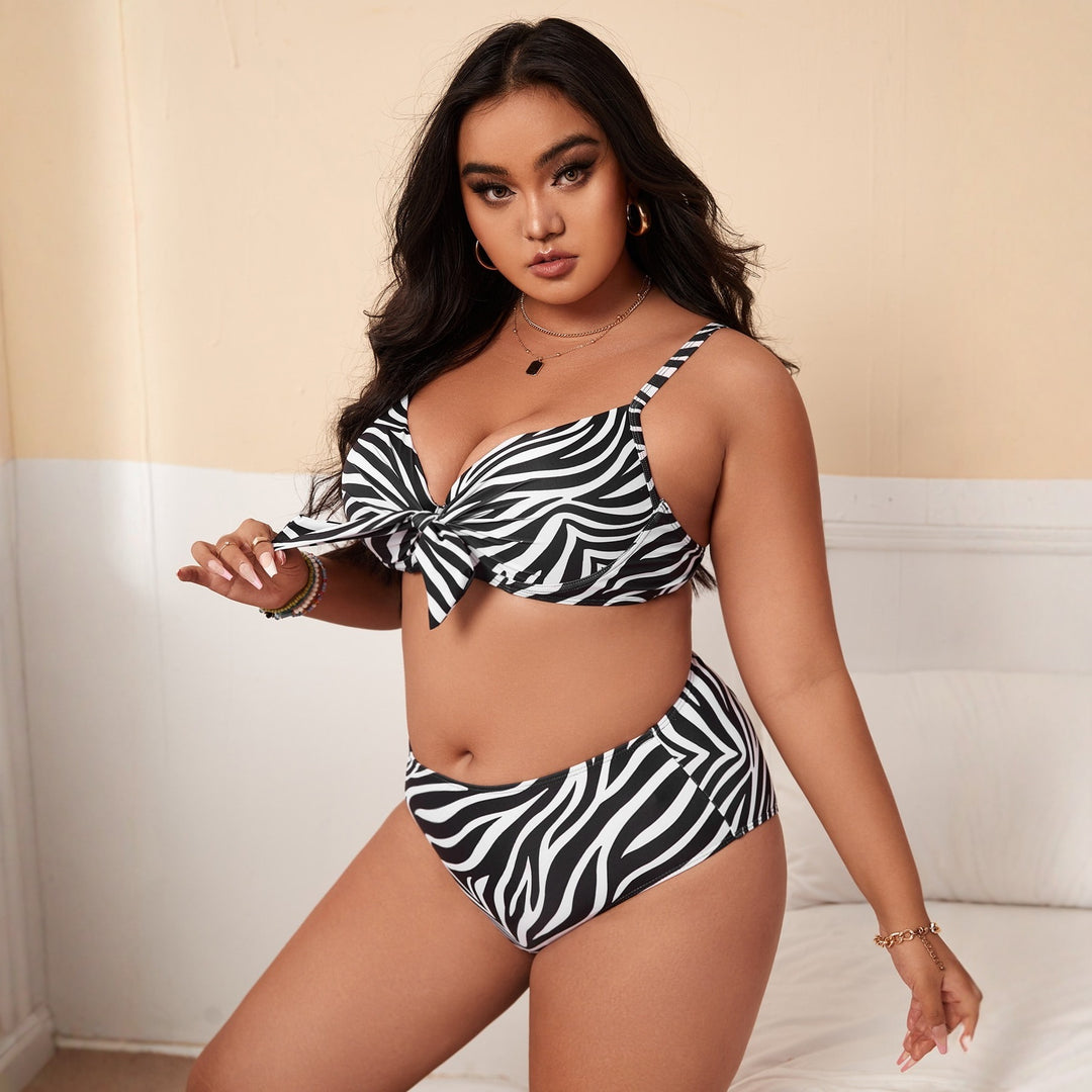 Damen Bunt gemusterter Bikini mit Knotendetail Drune