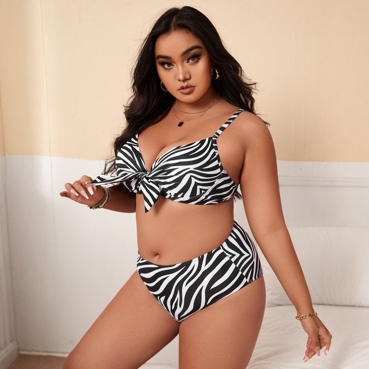 Damen Bunt gemusterter Bikini mit Knotendetail Drune