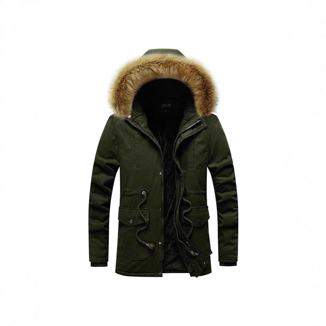 Herren Thermo-Parka mit Kunstfellkapuze und Teddyfutter Drune