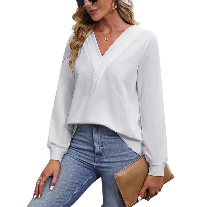 Damen V‑Ausschnitt Longsleeve aus feinem Stretch‑Viskosejersey mit taillierter Schnittführung Drune