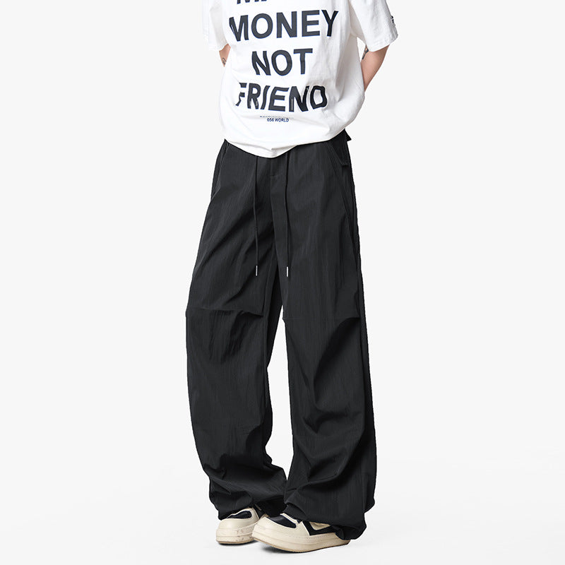 Herren Weite Funktions-Nylonhose mit Tunnelzugbund, Utility-Taschen & Baggy-Silhouette Drune