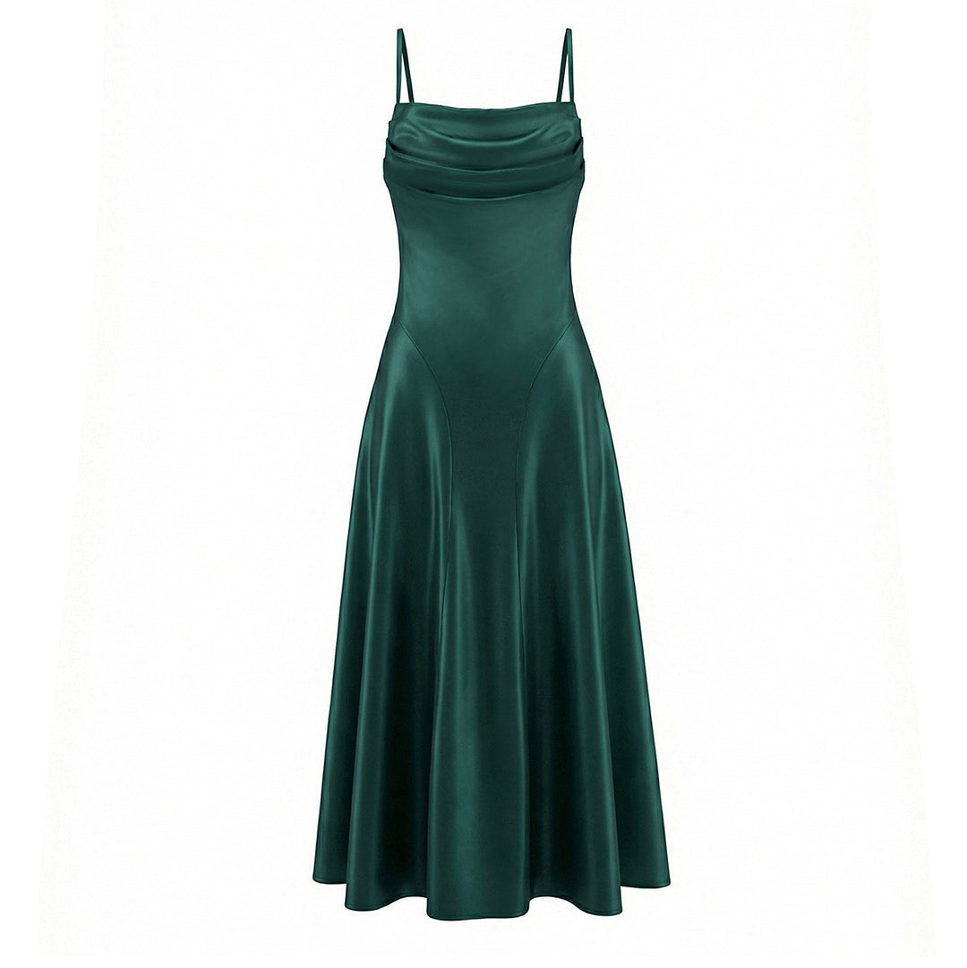 Damen Maxikleid mit eleganter Drapierung und feinem Satin-Finish Drune