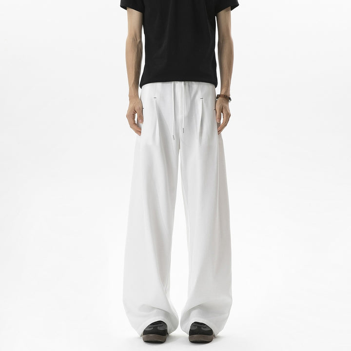 Herren Weite Leinenhose mit hoher Taille, Bundfalte & relaxed Silhouette Drune