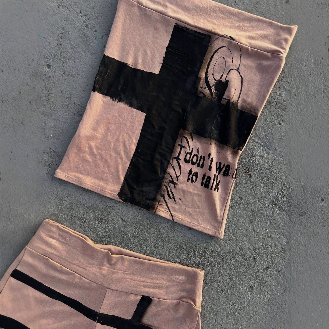 Damen Freizeit-Set mit lockerem Schnitt und kreativem Grafikdesign Drune