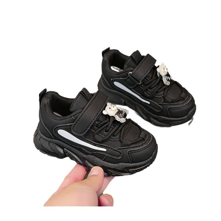 Damen Sportliche Kindersneaker mit niedlichen Tierapplikationen und hochelastischem Klettverschluss Drune