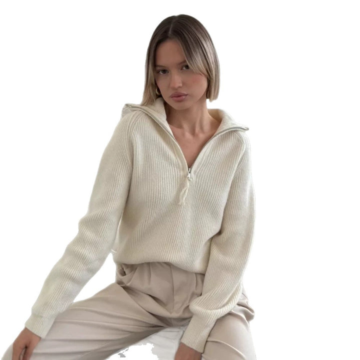 Damen Stylischer Strickpullover mit hohem Kragen Drune