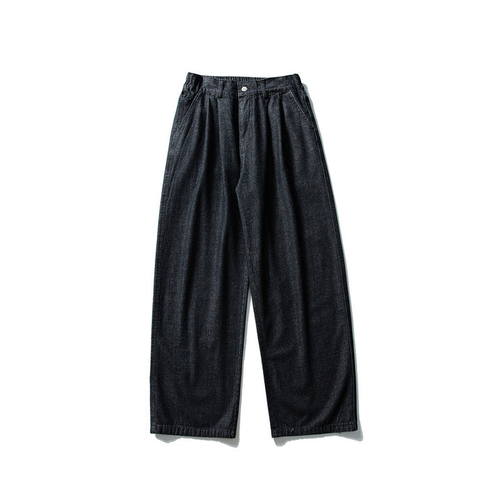 Damen Hochtaillierte weite Bundfalten-Hose aus Baumwollmischung mit geradem Bein Drune