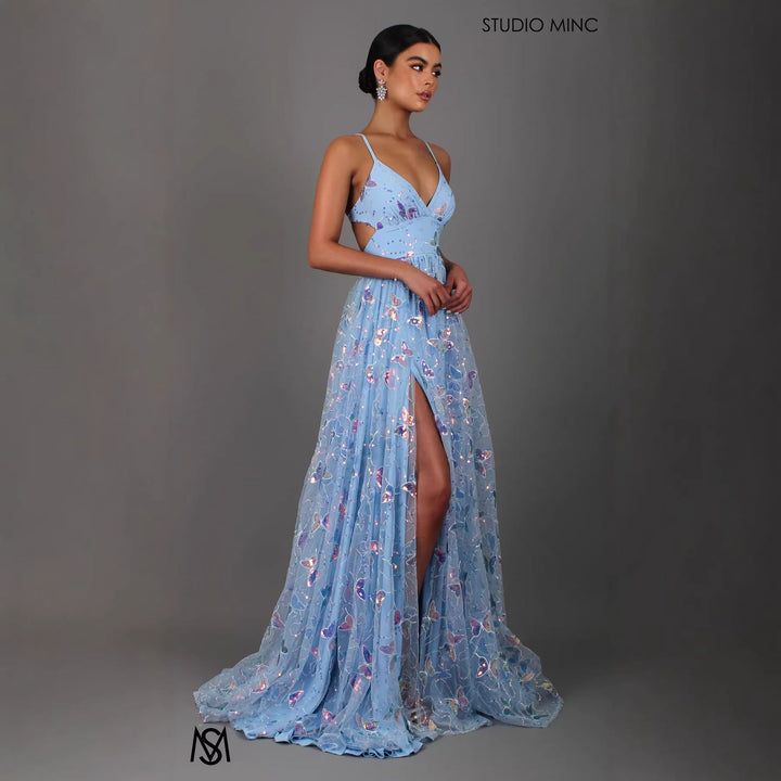 Damen Maxikleid mit feinen Glitzer-Akzenten und floralem Schnitt Drune