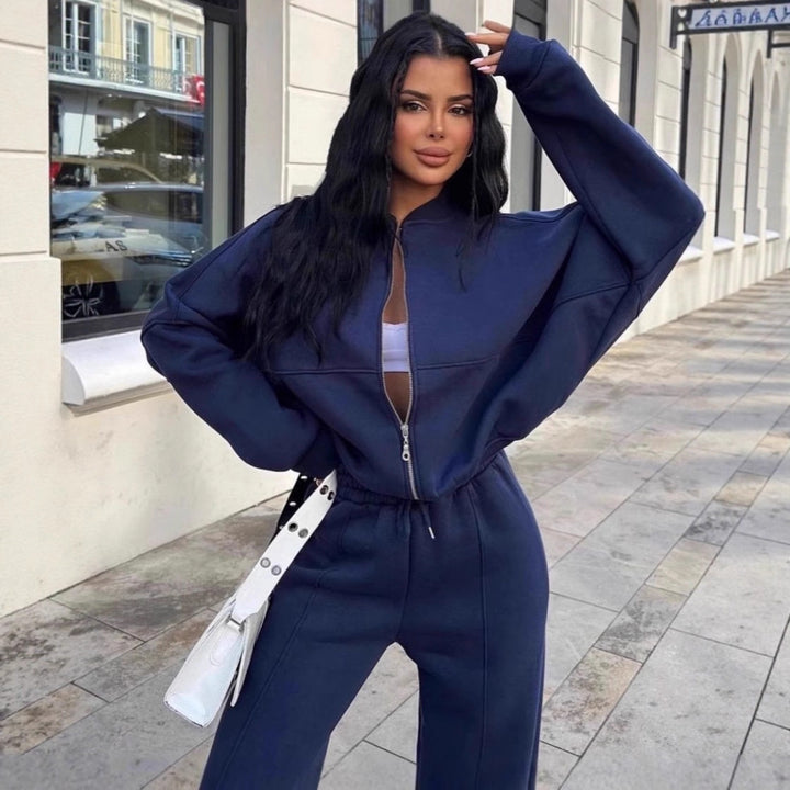 Damen Lässiges Zweiteiliges Lounge-Set mit weitem Oberteil und Flared Pants Drune