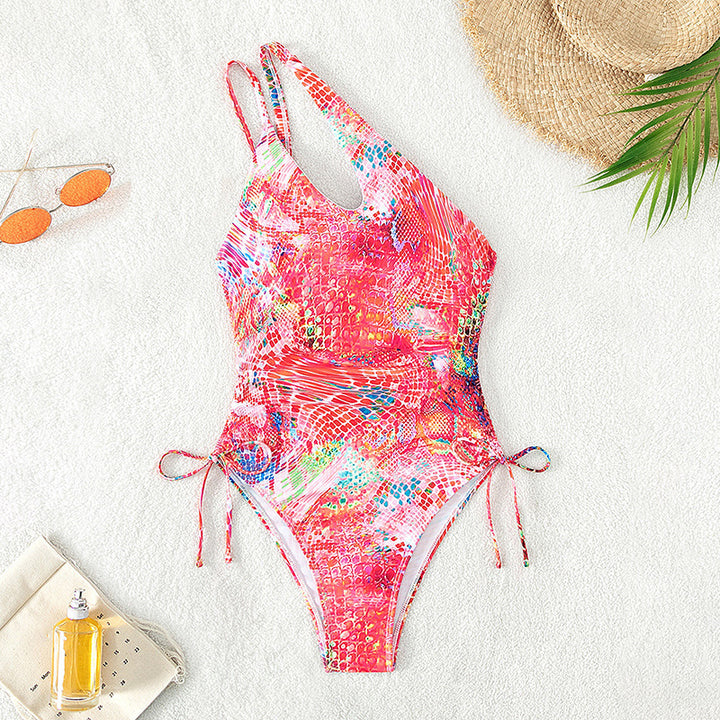 Damen Einseitiger Badeanzug mit extravagantem Cut-Out und modischem Schnürdetail Drune