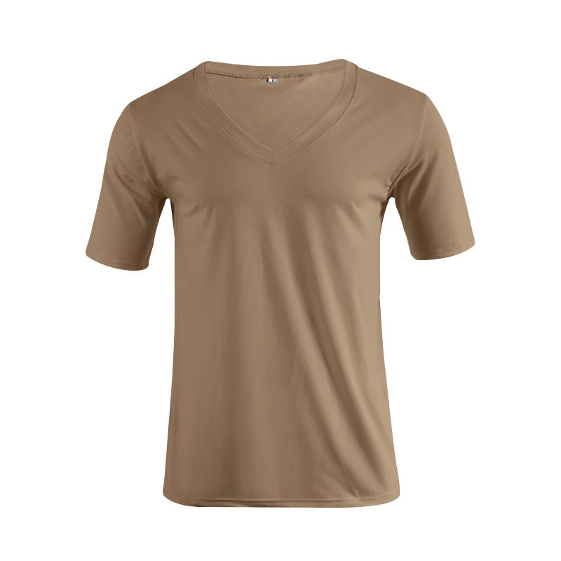 Herren nan V-Ausschnitt T‑Shirt aus feinem Jersey mit schmaler Silhouette und flachen Nähten Drune