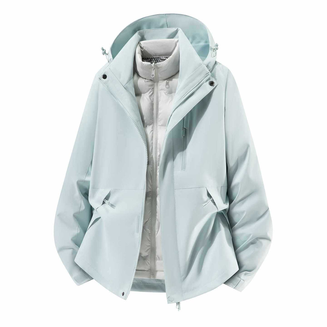 Herren Wasserfeste dreiteilige Winterjacke mit abnehmbarer Daunen-Innenjacke und Kapuze Drune