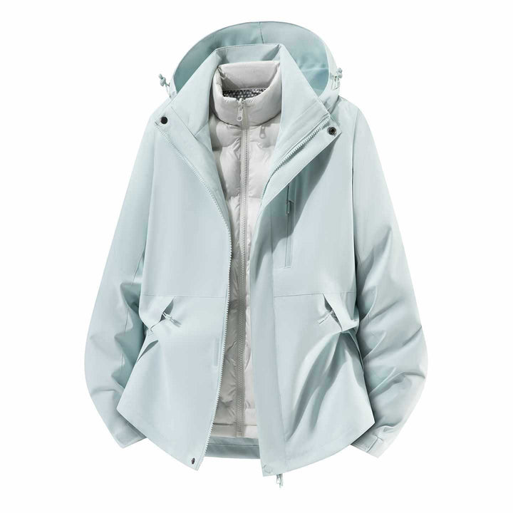 Herren Wasserfeste dreiteilige Winterjacke mit abnehmbarer Daunen-Innenjacke und Kapuze Drune