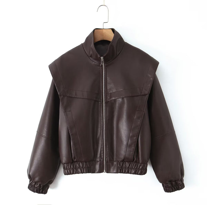 Damen modische Bikerjacke mit elastischen Bündchen Drune