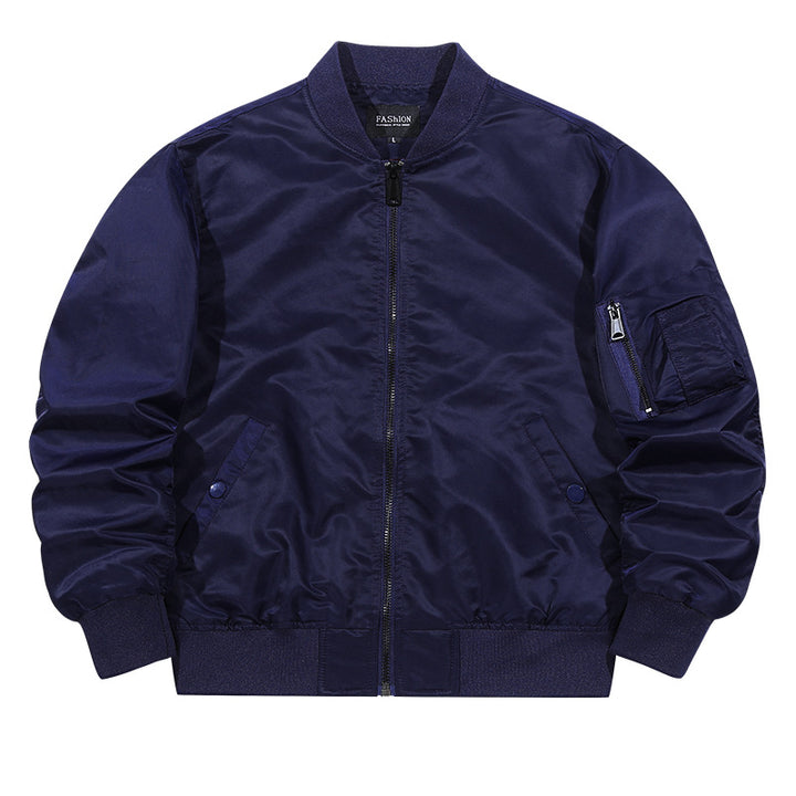Men's  matte-shell insulated bomber jacket with reinforced sleeve zip pocket and snap-flap hand pockets Drune