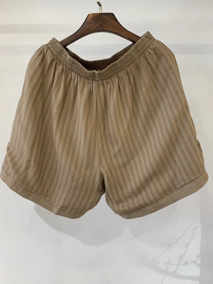 Damen Leichte Hoch-taillierte Leinen Shorts Drune