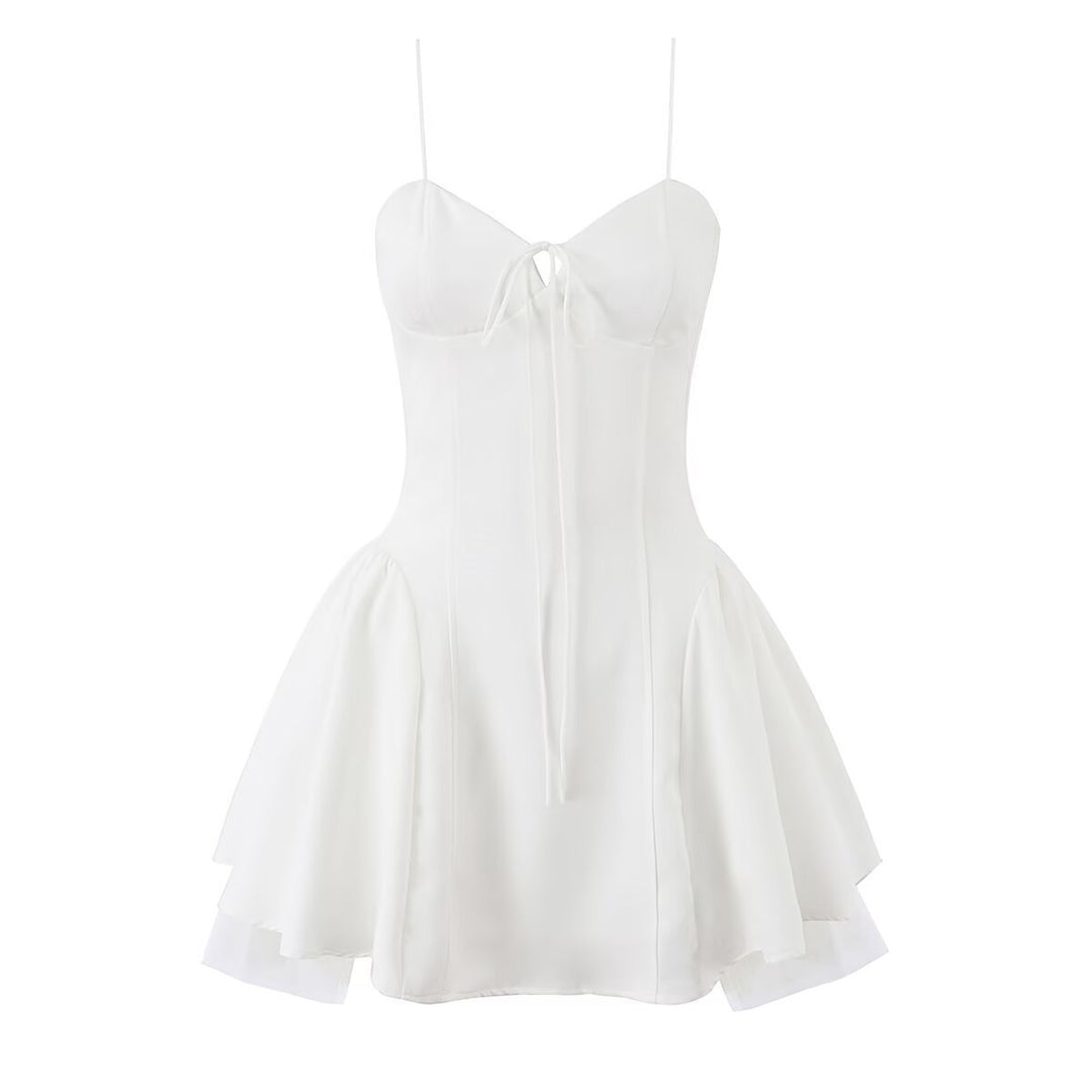 Damen Wickelkleid mit eleganter Schleifenverzierung und voluminösem Rock Drune