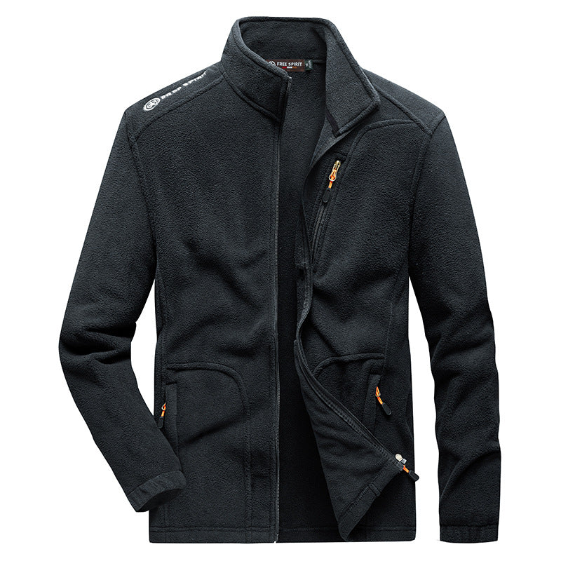Herren Fleecejacke mit hohen Kragen und funktionalen Taschen Drune