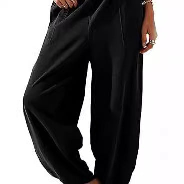 Damen weite Lounge-Hose mit elastischem Bund und Taschen Drune