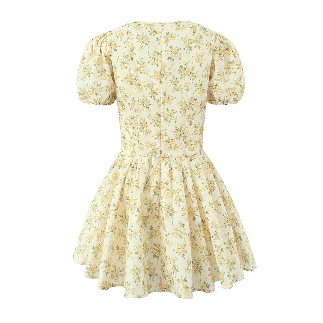 Damen Sommerkleid mit floralem Design und eleganter Taille Drune
