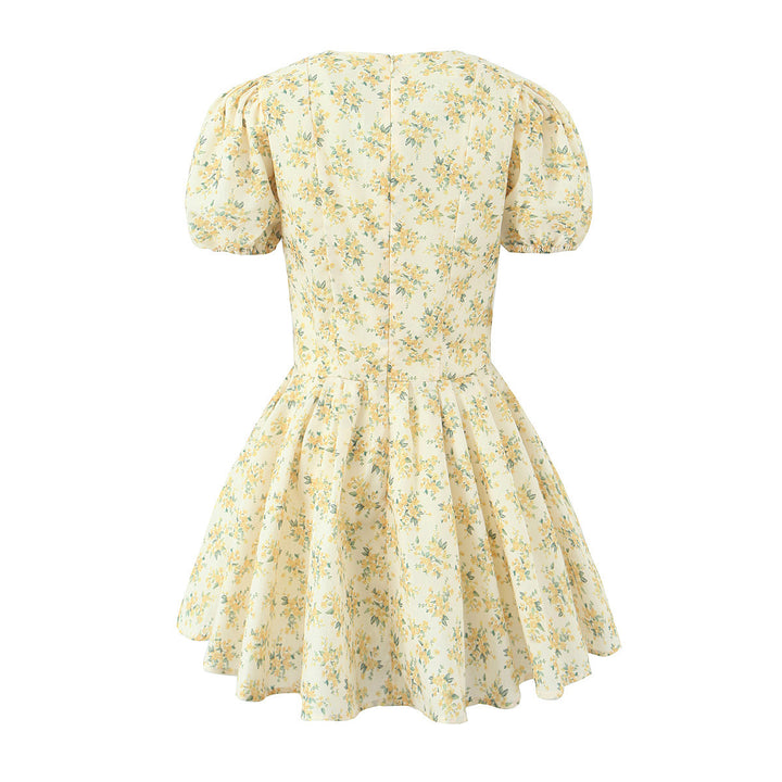 Damen Sommerkleid mit floralem Design und eleganter Taille Drune