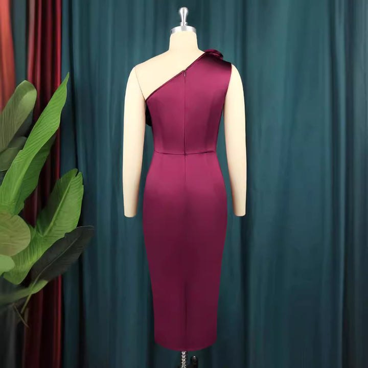 Damen elegantes Abendkleid mit schulterfreiem Design und voluminösen Rüschen Drune