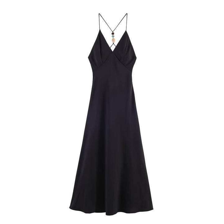 Damen Maxikleid mit verstellbaren Trägern und elegantem Rückenausschnitt Drune