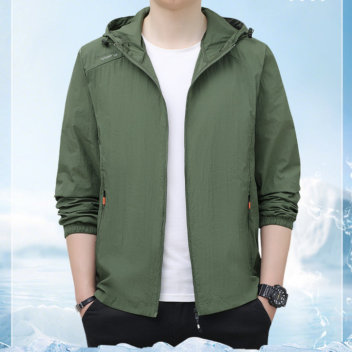Herren Leichte Windbreaker-Jacke mit verstellbarer Kapuze Drune