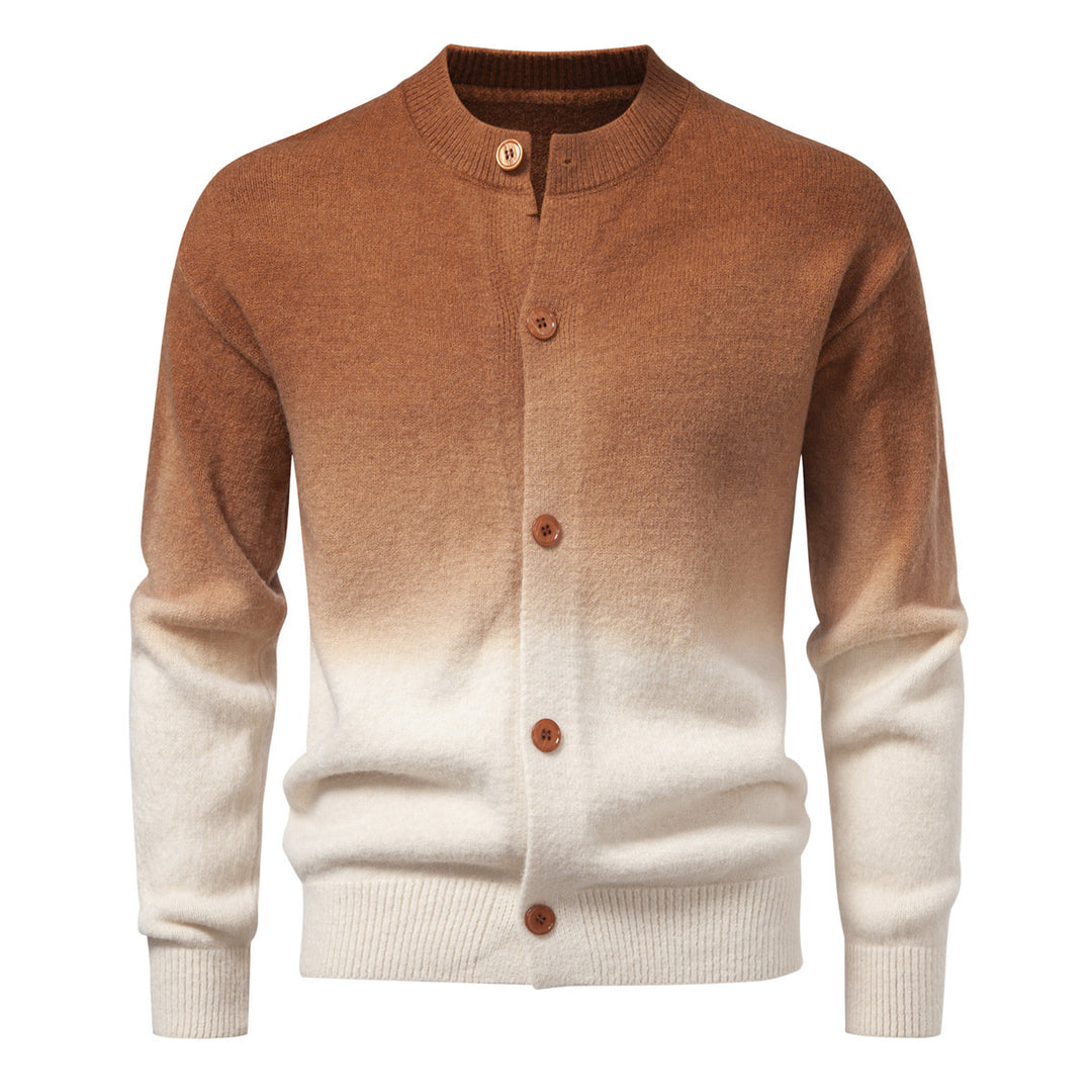 Herren Feiner Button-Cardigan mit Ombre-Farbverlauf und Stehkragen Drune