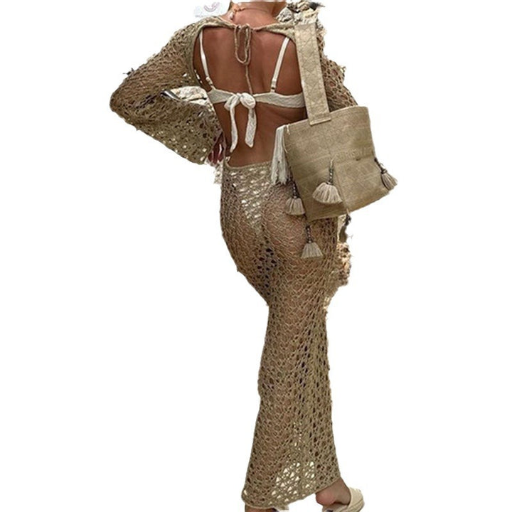 Damen Elegantes Häkel-Maxikleid mit weitem Schnitt und feinen Details Drune
