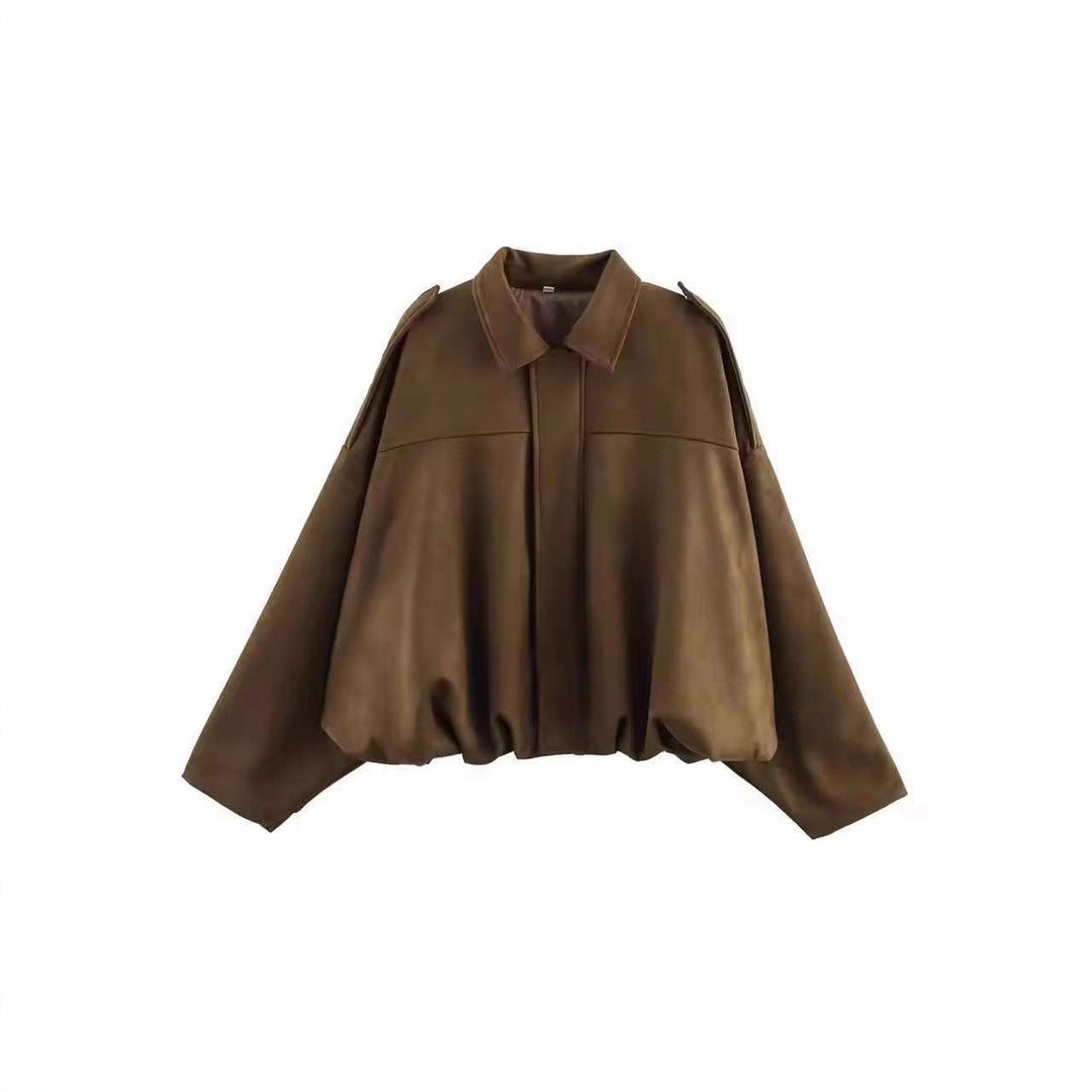 Damen Kurzjacke im Oversize‑Schnitt mit Ballon Saum und Schulterklappen Drune