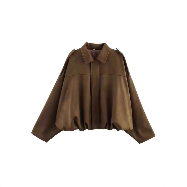 Damen Kurzjacke im Oversize‑Schnitt mit Ballon Saum und Schulterklappen Drune