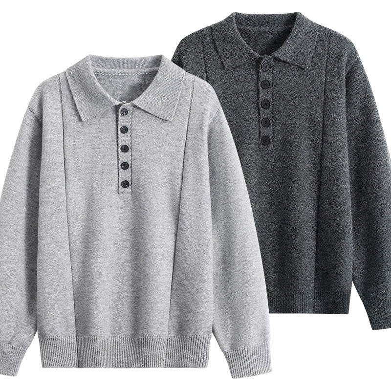 Damen Lockerer Feinstrick-Polo mit Halbknopf-Leiste und gerippten Bündchen Drune