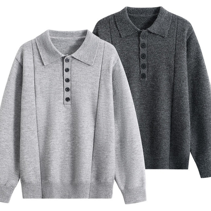 Damen Lockerer Feinstrick-Polo mit Halbknopf-Leiste und gerippten Bündchen Drune
