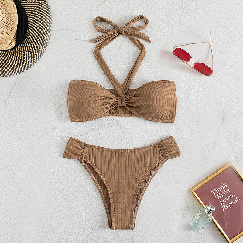 Damen Bandeau-Bikini mit modischem Drapé-Design Drune