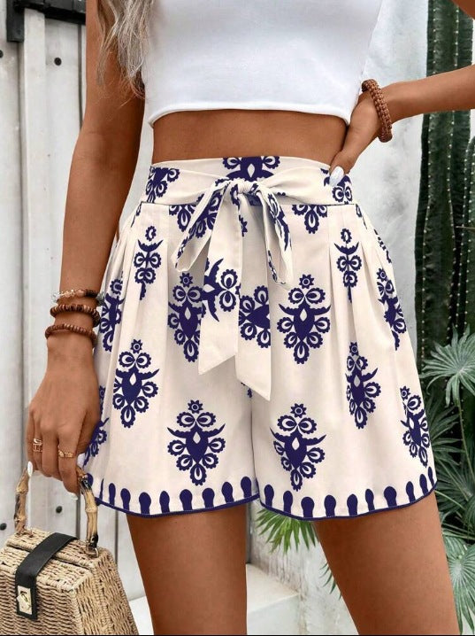 Damen Sommerliche Chino-Shorts mit Bindegürtel Drune