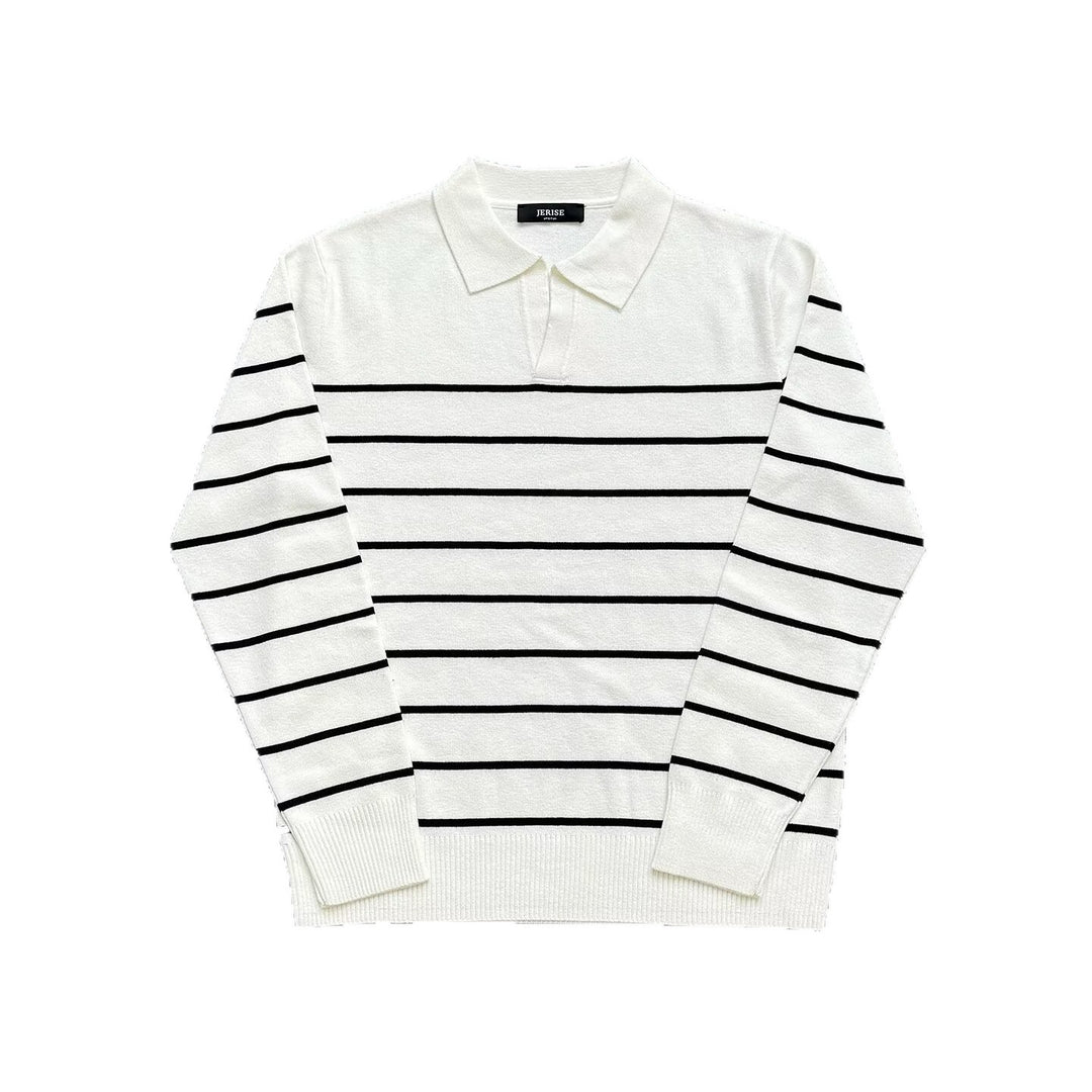 Herren Modischer Strickpullover mit V-Ausschnitt und Streifen Drune