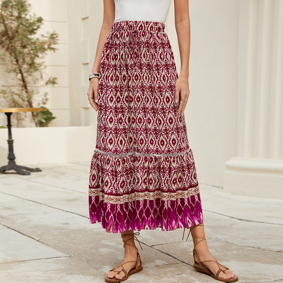 Damen Maxi-Rock mit Ethno-Muster Drune