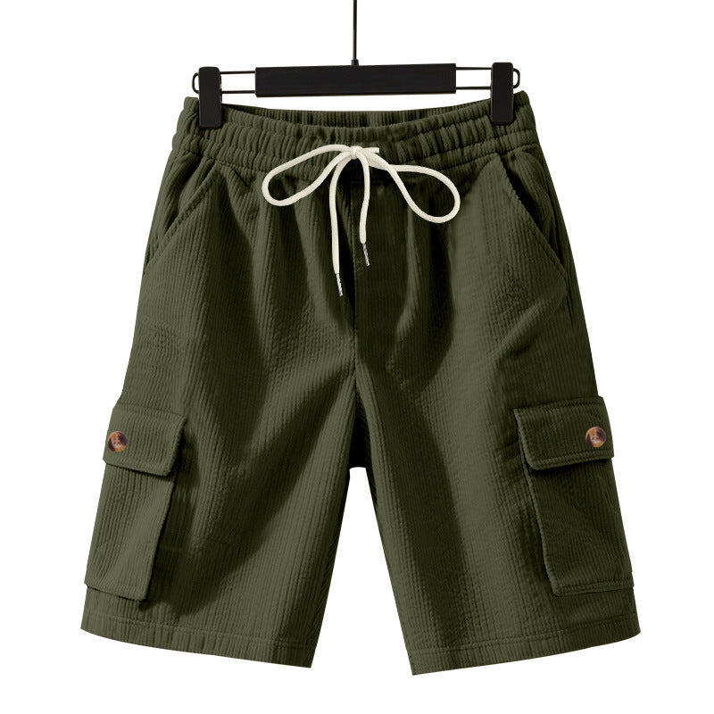 Herren nan Cord-Cargo-Shorts mit elastischem Tunnelzugbund, aufgesetzten Cargotaschen und weichem Baumwollmix Drune