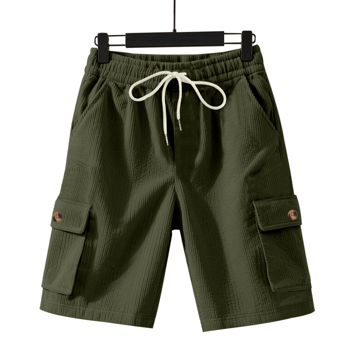 Herren nan Cord-Cargo-Shorts mit elastischem Tunnelzugbund, aufgesetzten Cargotaschen und weichem Baumwollmix Drune