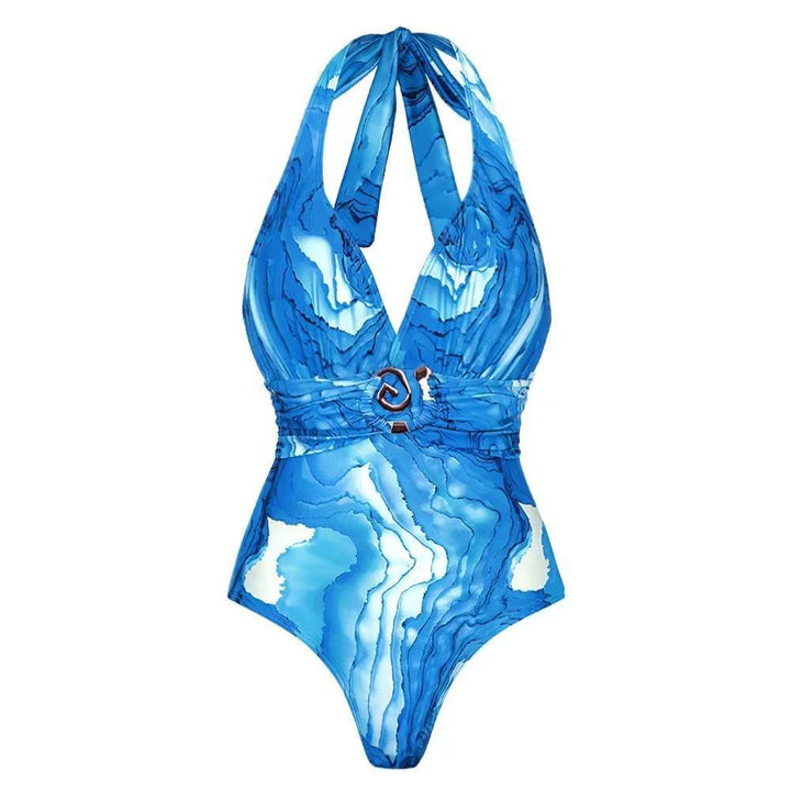 Damen Einteiler Badeanzug mit Wickelrock Drune