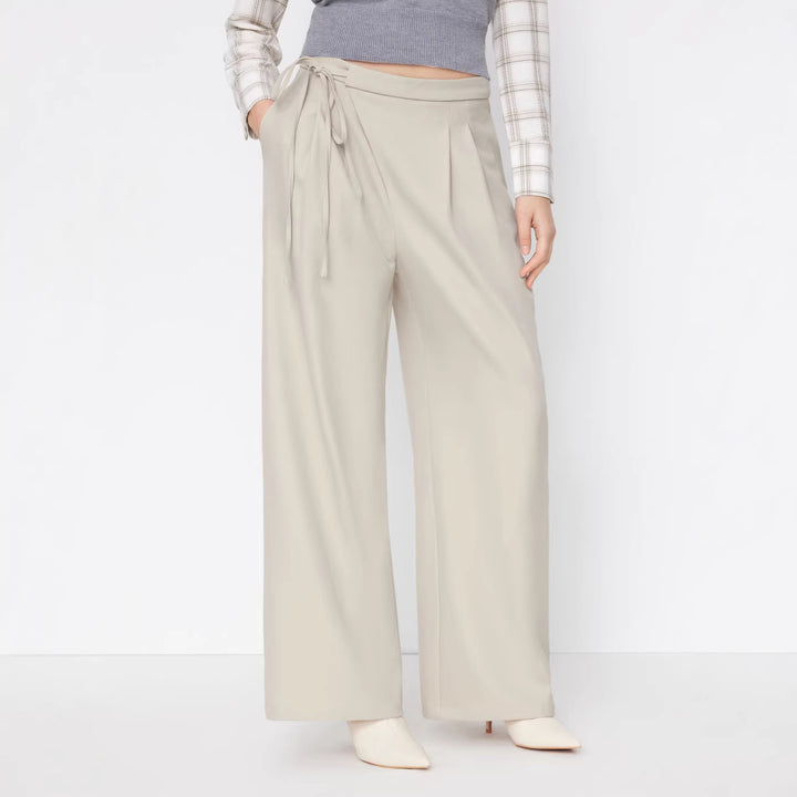 Damen Weite Nadelstreifen-Hose mit Wickel-Taille Drune