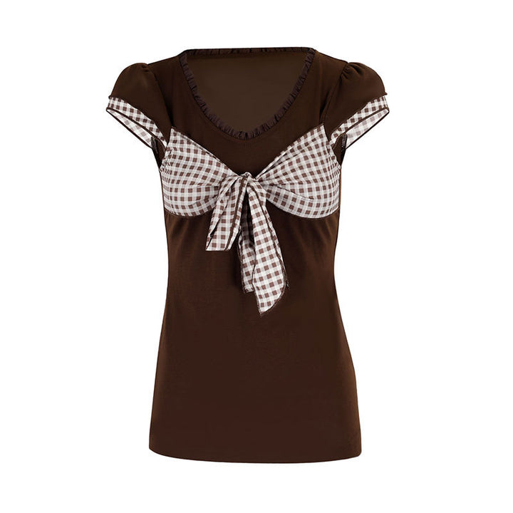 Damen Bluse mit Knoten-Design und Rüschendetails Drune