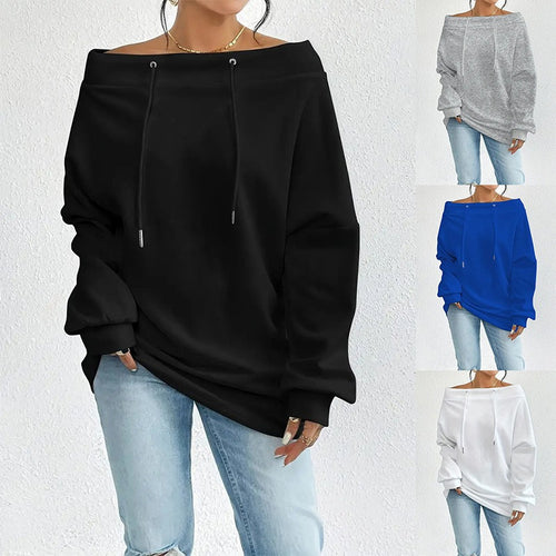 Damen Oversized Hoodie mit offener Schulter und lässigem Schnitt Drune