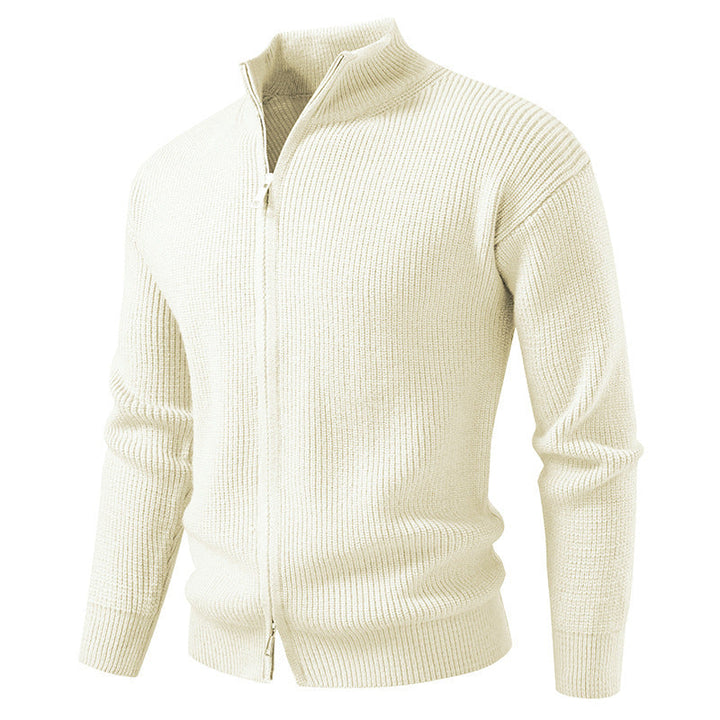 Herren Strickjacke mit hohem Kragen und innovativem Reißverschluss Drune