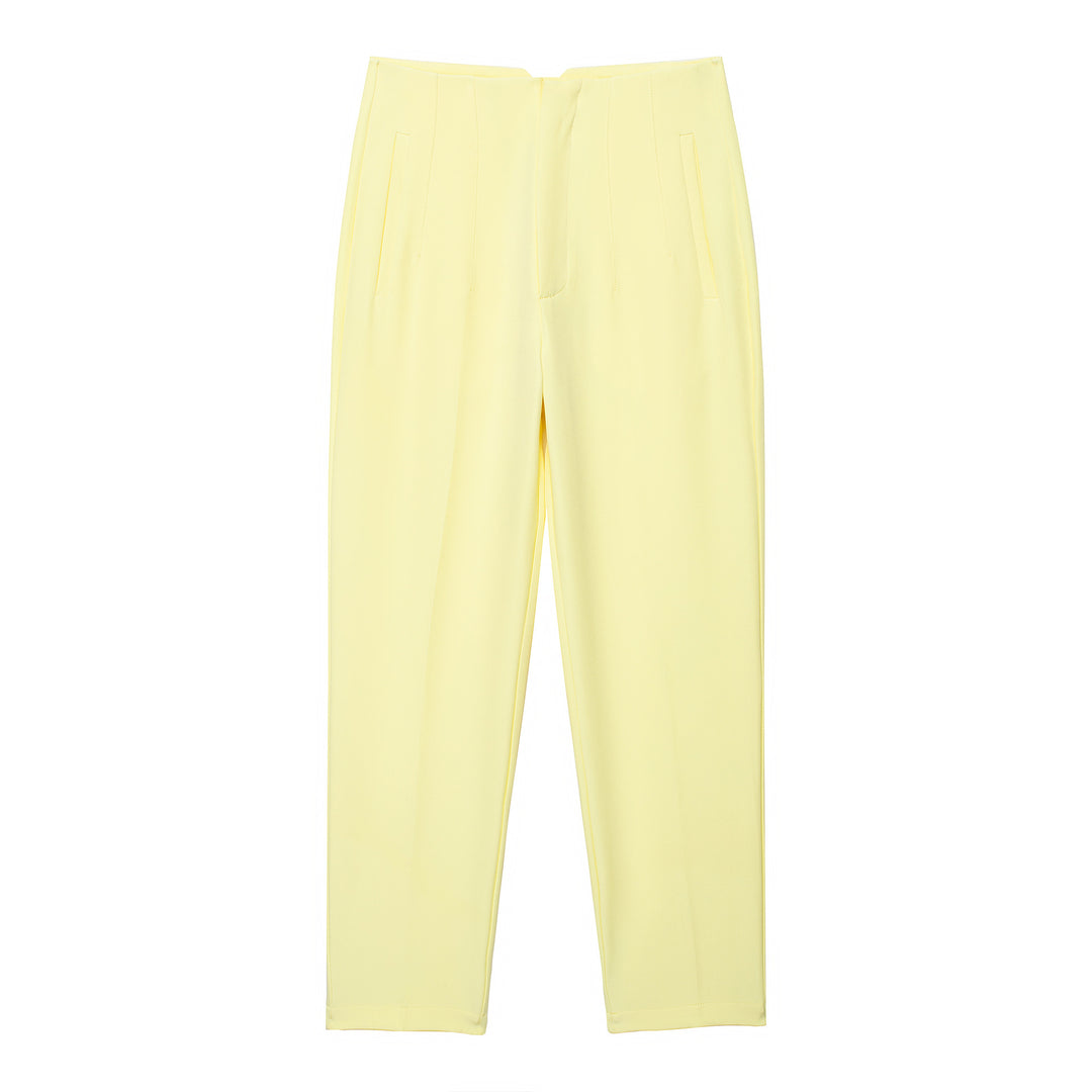 Damen Hochtaillierte tapered Anzughose mit Bügelfalte und Paspeltaschen Drune